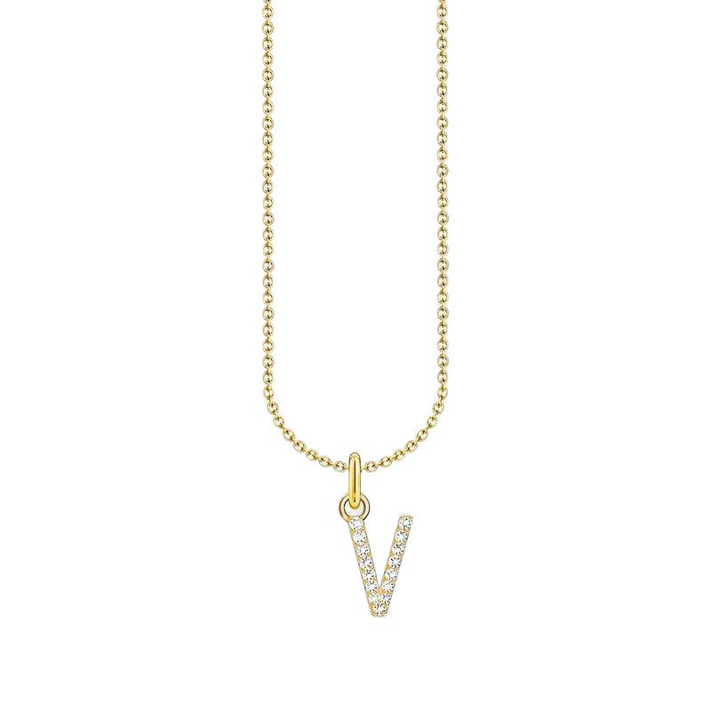 Thomas Sabo Gold-plated Necklace with Letter V & White Stones