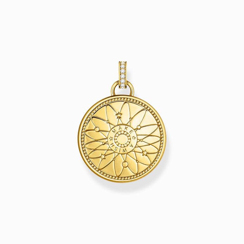 Thomas Sabo Gold-plated Pendant Wheel of Fortune with Cold Enamel and Stones
