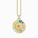 Thomas Sabo Gold-plated Pendant Wheel of Fortune with Cold Enamel and Stones