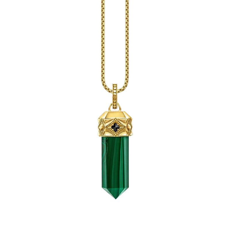 Thomas Sabo Gold-plated Pendant with Hexagon-cut Green Malachite