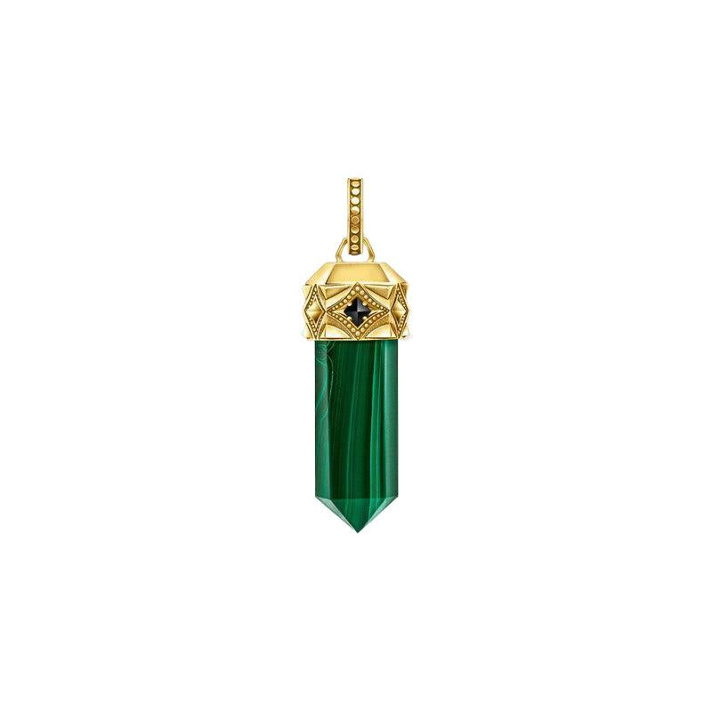 Thomas Sabo Gold-plated Pendant with Hexagon-cut Green Malachite