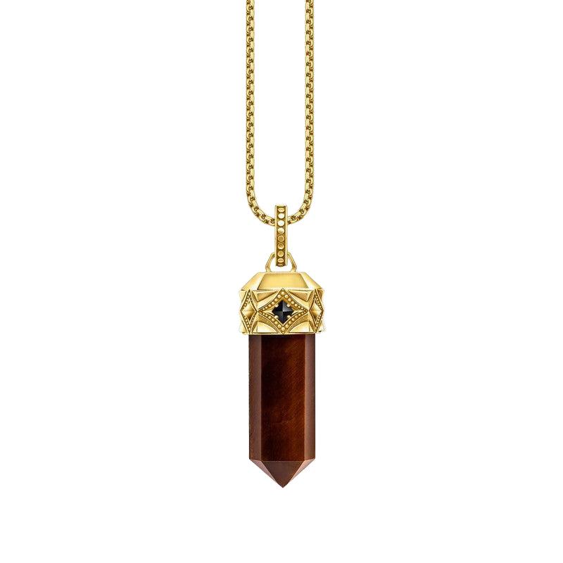 Thomas Sabo Gold-plated Pendant with Hexagon-cut Red Tiger's Eye