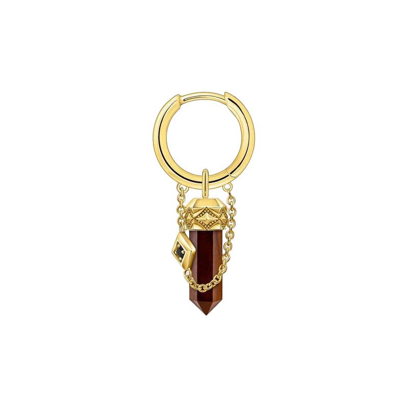 Thomas Sabo Gold-plated Single Hoop Earring with Red Tiger's Eye Pendant