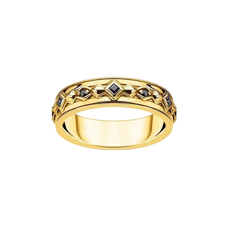 Thomas Sabo Golden Ring with Black Zirconia Stones