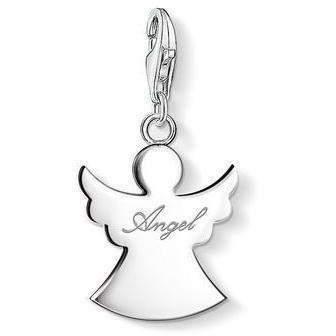 Thomas Sabo Guardian Angel charm in polished sterling silver with elegant script engraving and a secure lobster clasp.