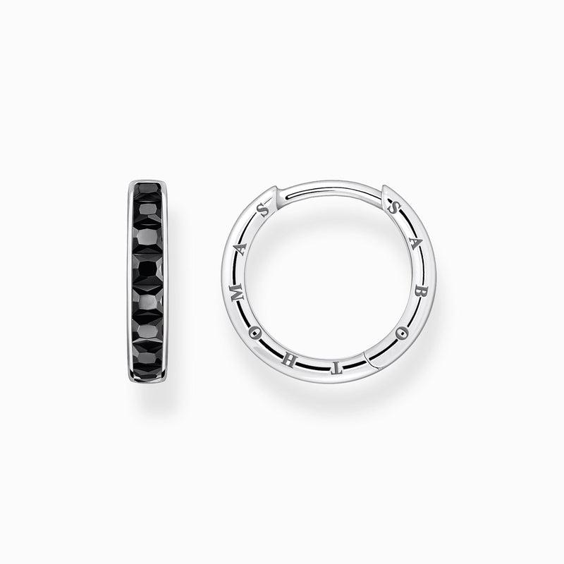 Thomas Sabo Hoop Earrings with Black Stones - Pave Silver