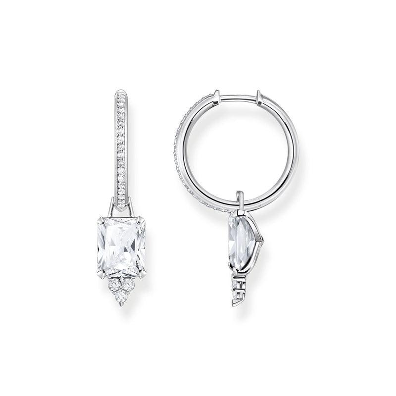 Thomas Sabo Hoop earrings white stone silver