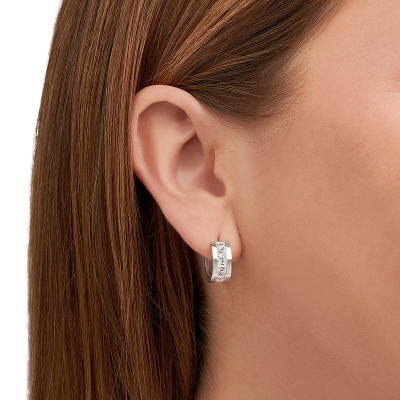 Thomas Sabo Hoop earrings white stones in silver