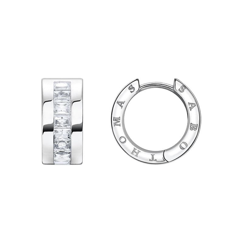 Thomas Sabo Hoop earrings white stones in silver