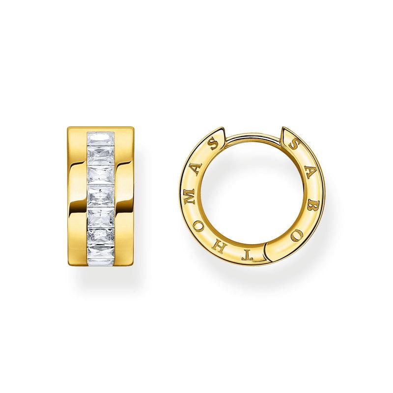 Thomas Sabo Hoop earrings white stones pave gold