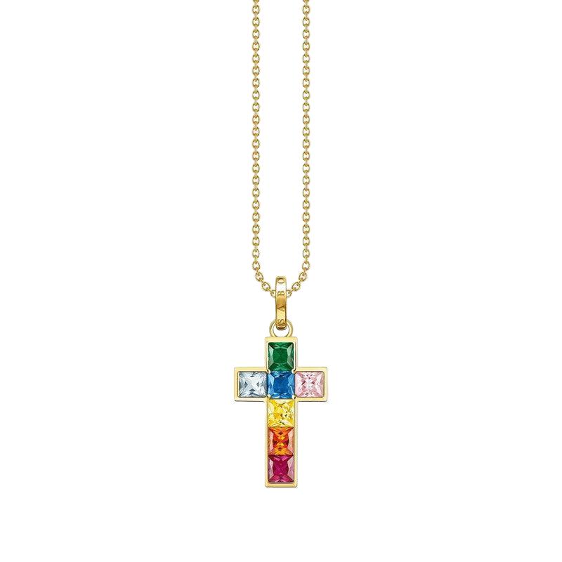 Thomas Sabo Necklace Cross Colourful Stones Gold