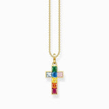 Thomas Sabo Necklace Cross Colourful Stones Gold