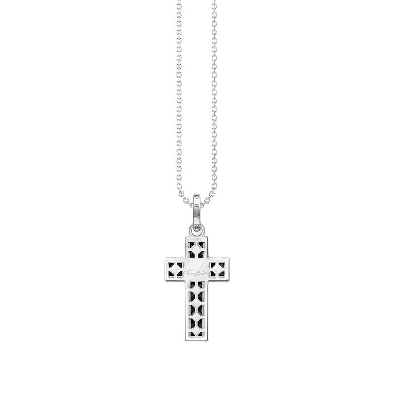 Thomas Sabo Necklace Cross with Black Stones - Silver