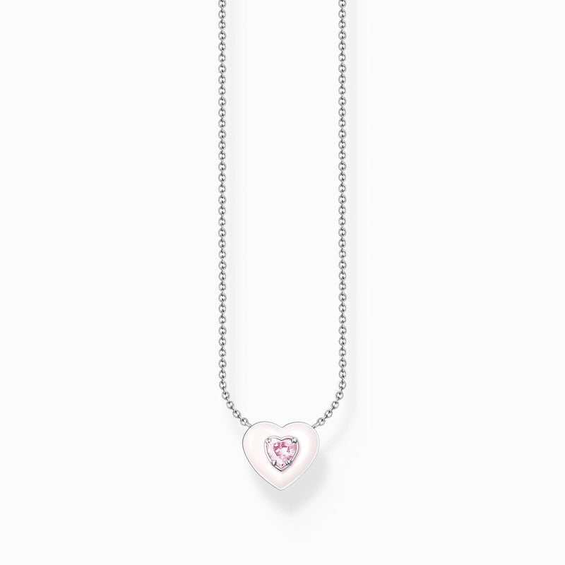 Thomas Sabo Necklace - Heart With Pink Stones - Silver