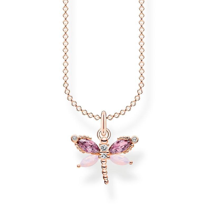 Thomas Sabo Necklace dragonfly with stones rose gold