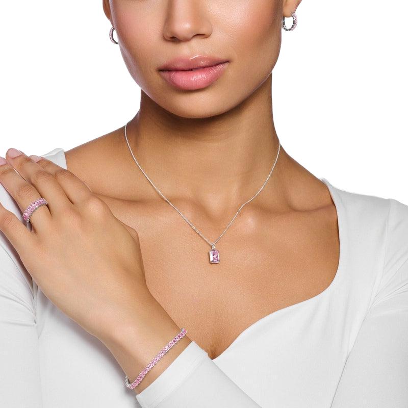 Thomas Sabo Necklace with Pink and White Stones - Silver