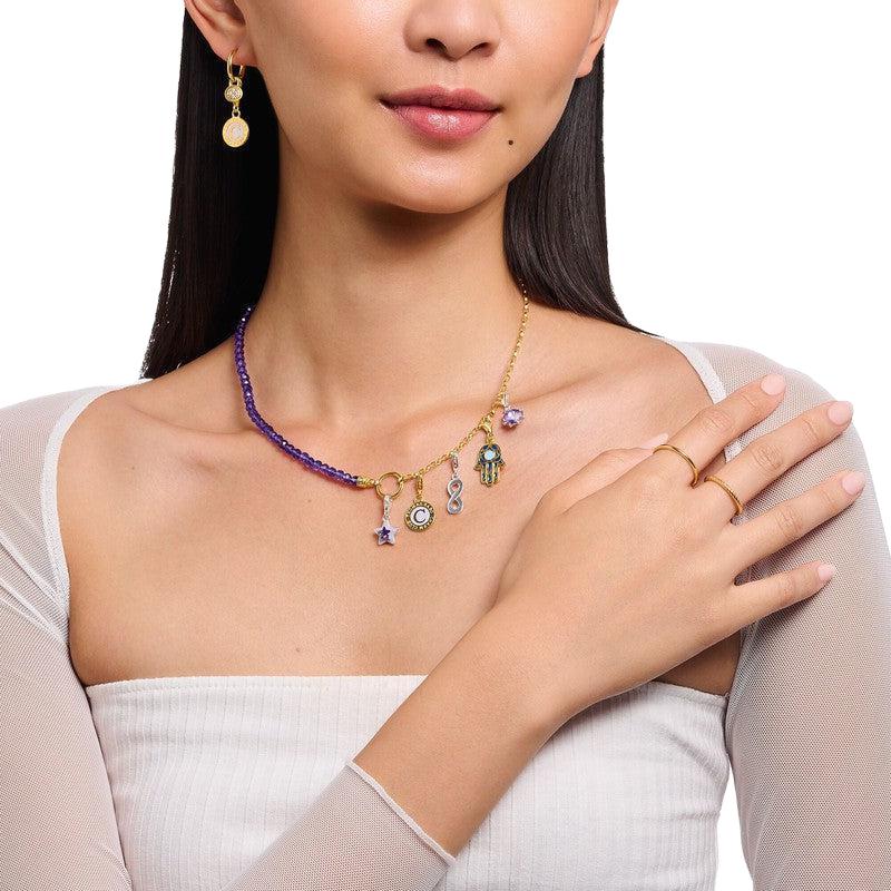 Thomas Sabo Necklace with Violet Beads Yellow-Gold Plated