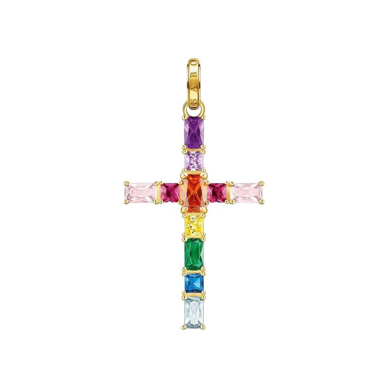 Thomas Sabo Pendant Cross Colourful Stones Gold
