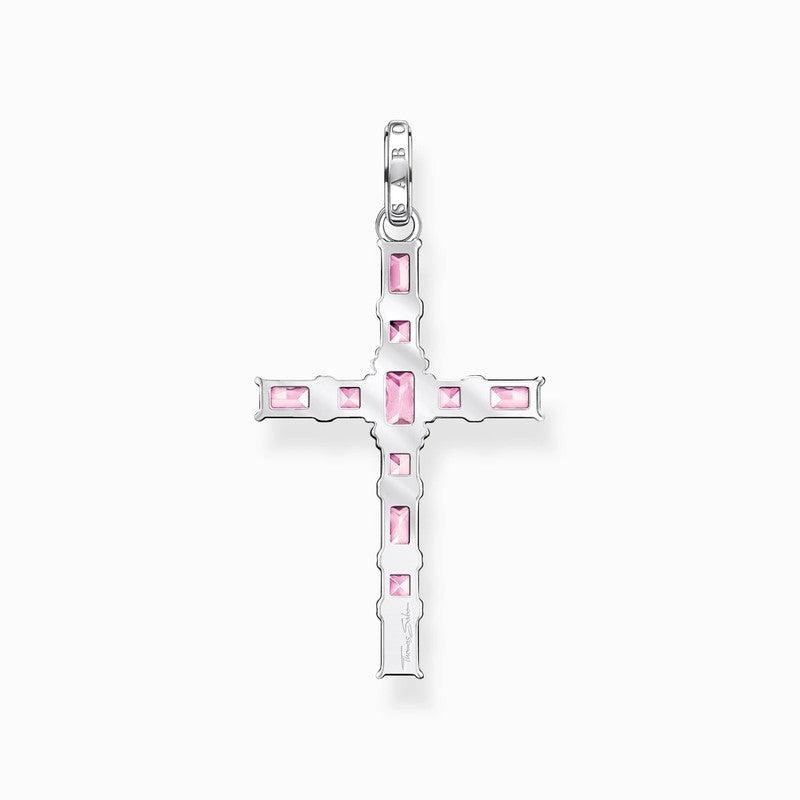 Thomas Sabo Pendant Cross with Pink Stones Silver