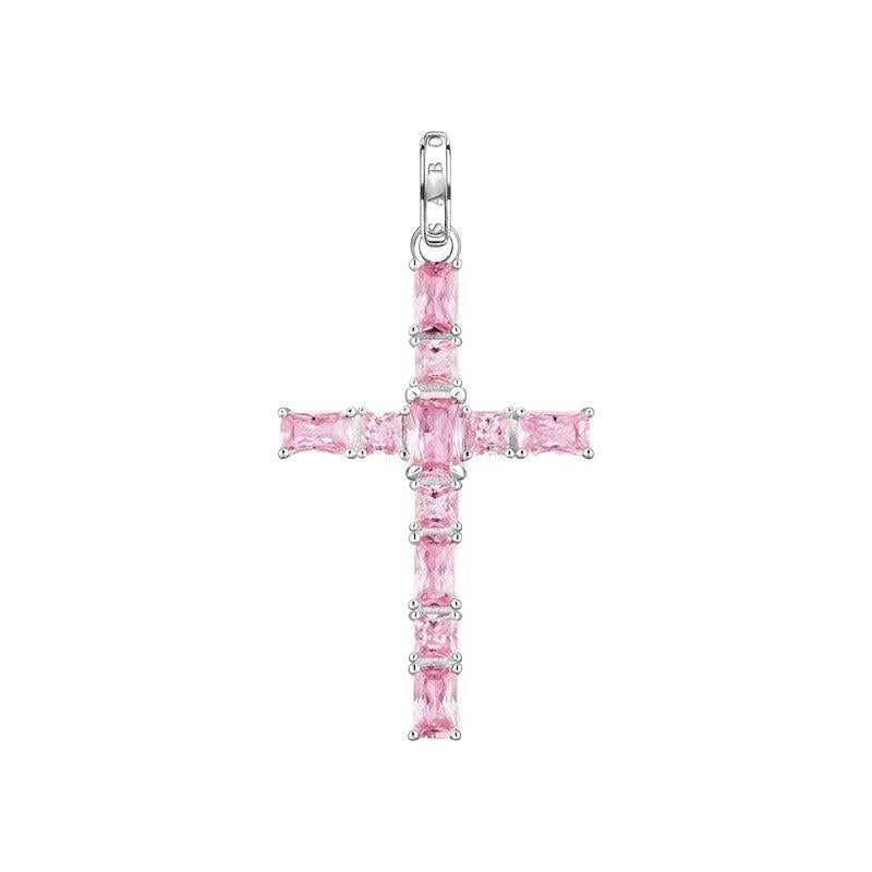 Thomas Sabo Pendant Cross with Pink Stones Silver
