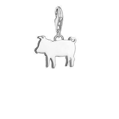 Thomas Sabo pig charm crafted in polished sterling silver with a classic lobster clasp for easy attachment.