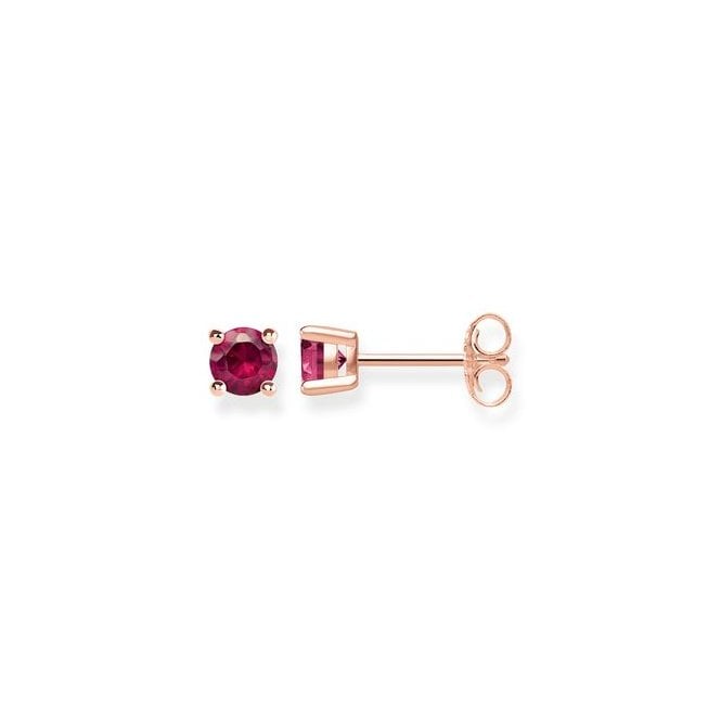 Thomas Sabo Red Stone Claw Set Stud Earrings - Red/Rose Gold