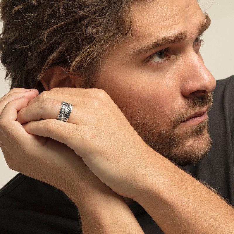 Thomas Sabo Ring - Feather Pave - Blackened Silver