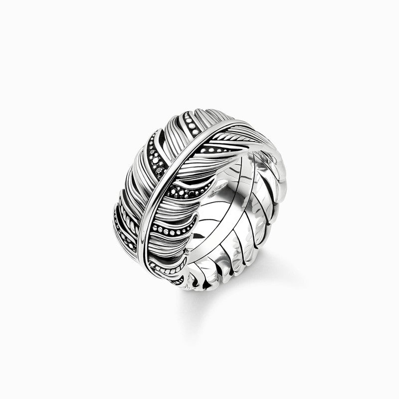 Thomas Sabo Ring - Feather Pave - Blackened Silver