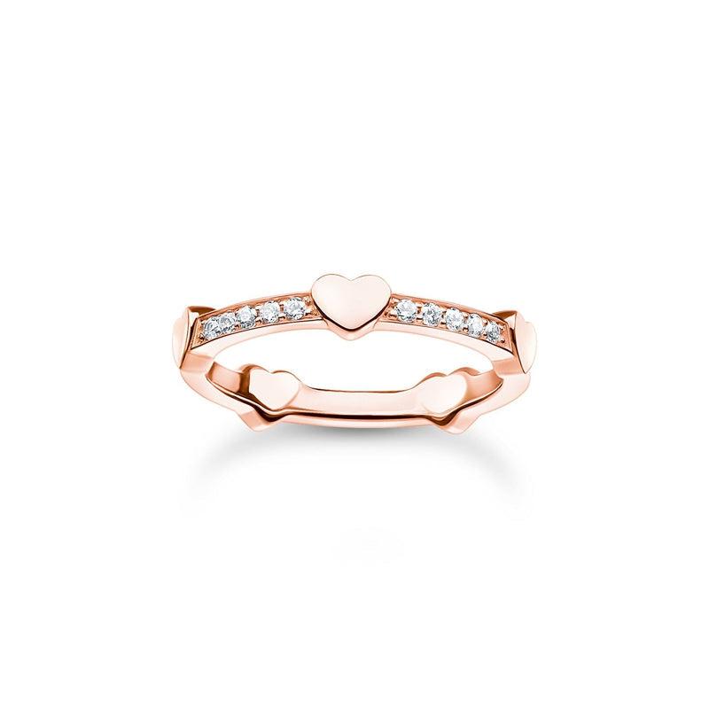 Thomas Sabo Ring Pave with hearts rose gold