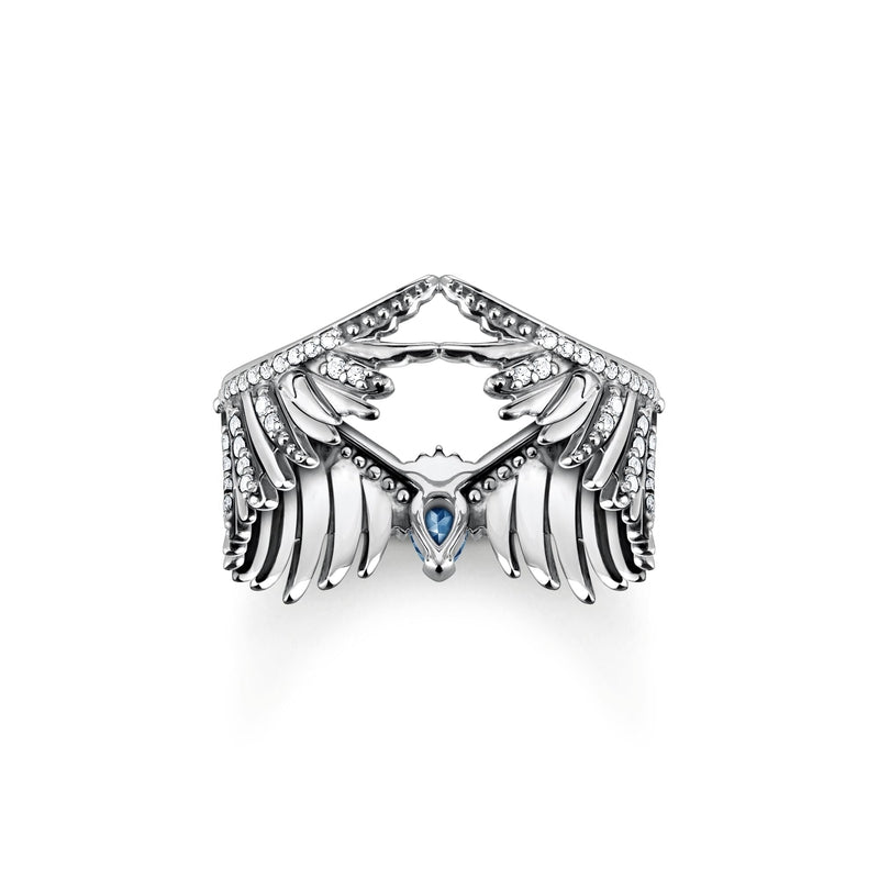Thomas Sabo Ring Phoenix Wing With Blue Stones Silver