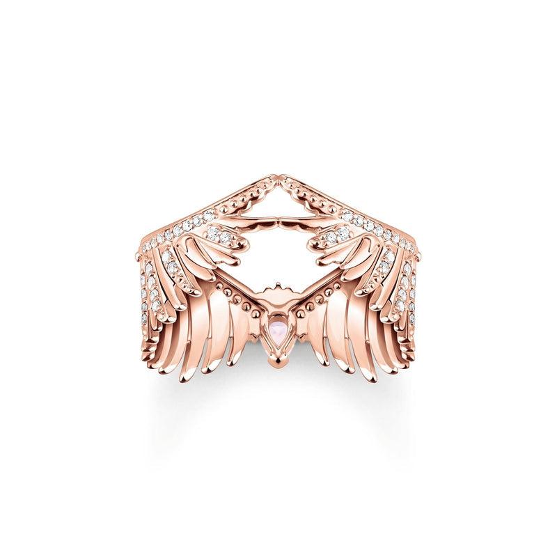 Thomas Sabo Ring Phoenix Wing With Pink Stones Rose Gold