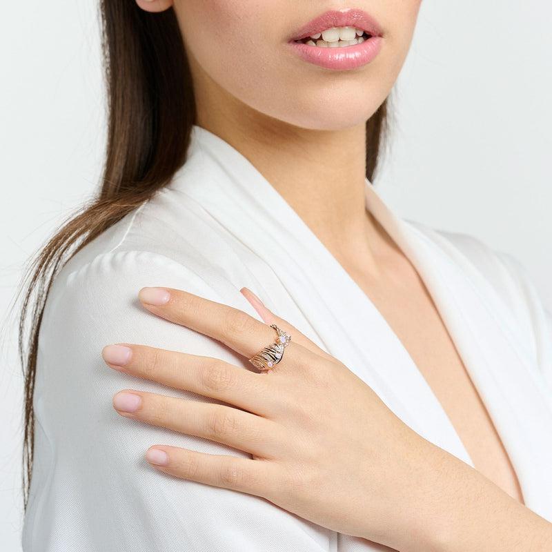Thomas Sabo Ring Phoenix Wing With Pink Stones Rose Gold
