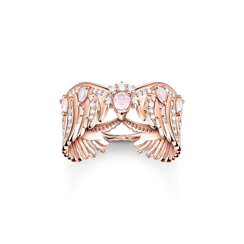 Thomas Sabo Ring Phoenix Wing With Pink Stones Rose Gold