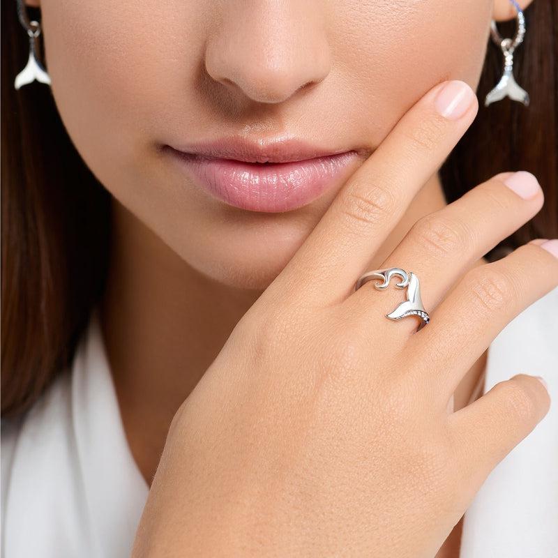 Thomas Sabo Ring - Tail Fin And Waves - Blue Stones