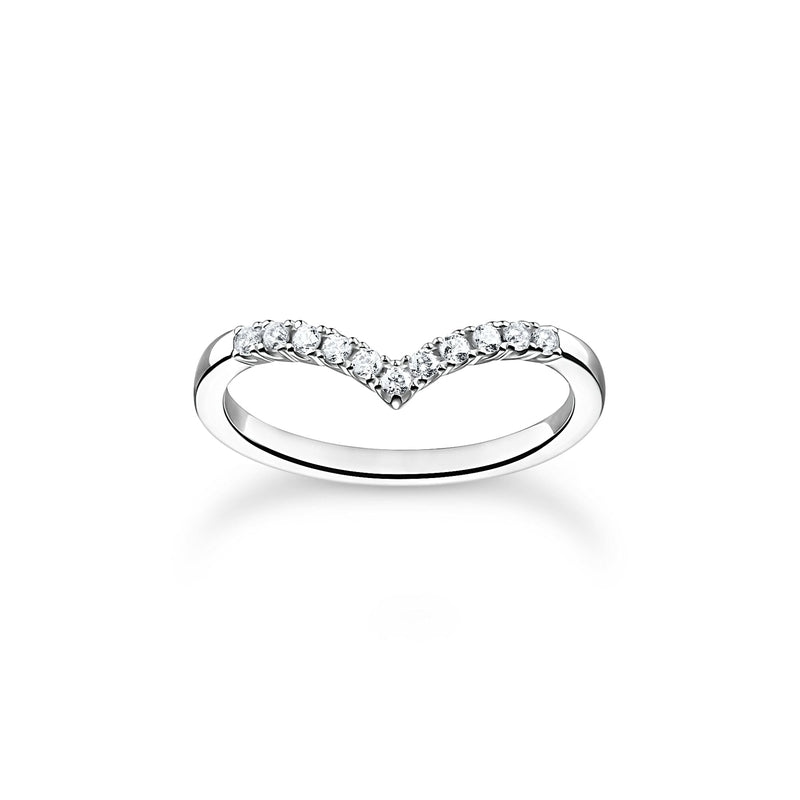 Thomas Sabo Ring V-shape with white stones silver