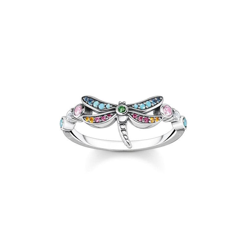Thomas Sabo Ring dragonfly with coloured stones silver