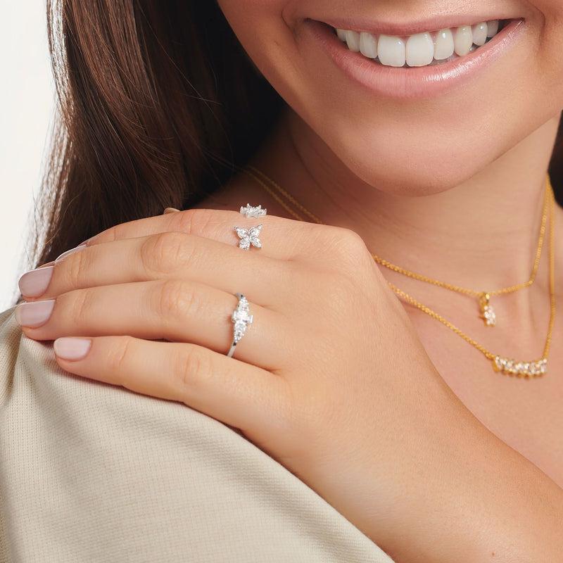 Thomas Sabo Ring vintage white stones silver