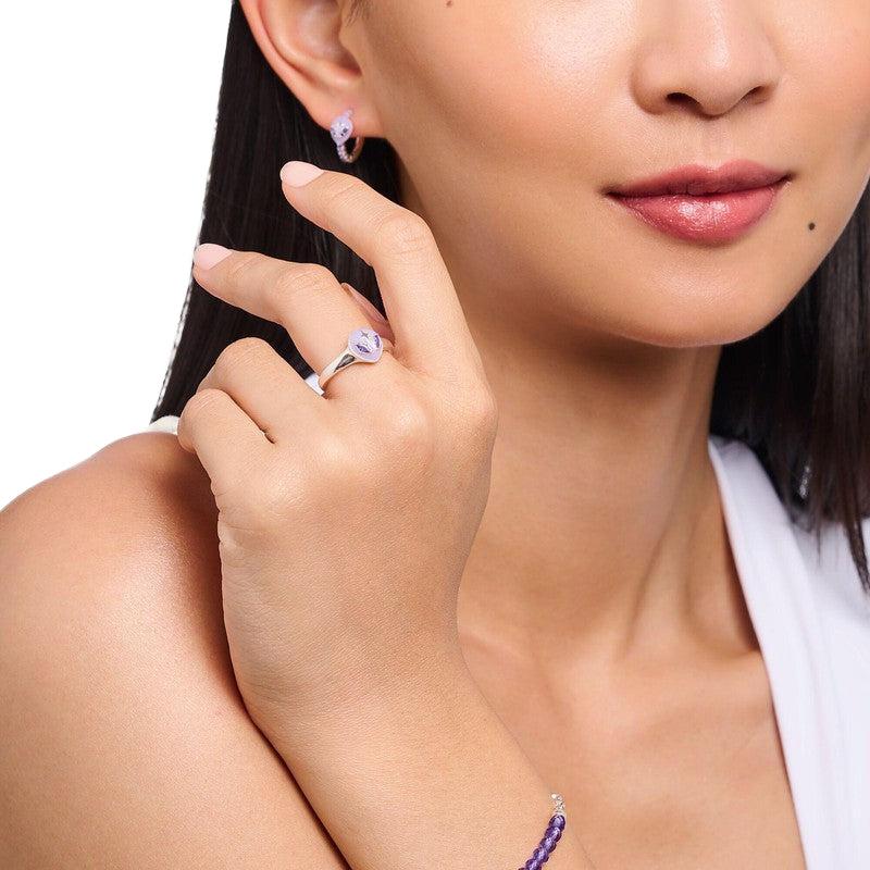 Thomas Sabo Ring with Alien Head and Violet Stones