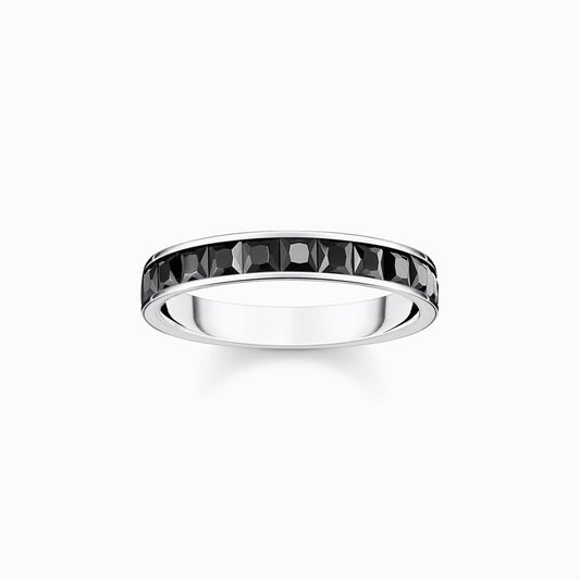 Thomas Sabo Ring with Black Stones - Pavé Silver