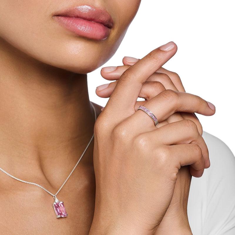Thomas Sabo Ring with Pink Stones - Pave Silver
