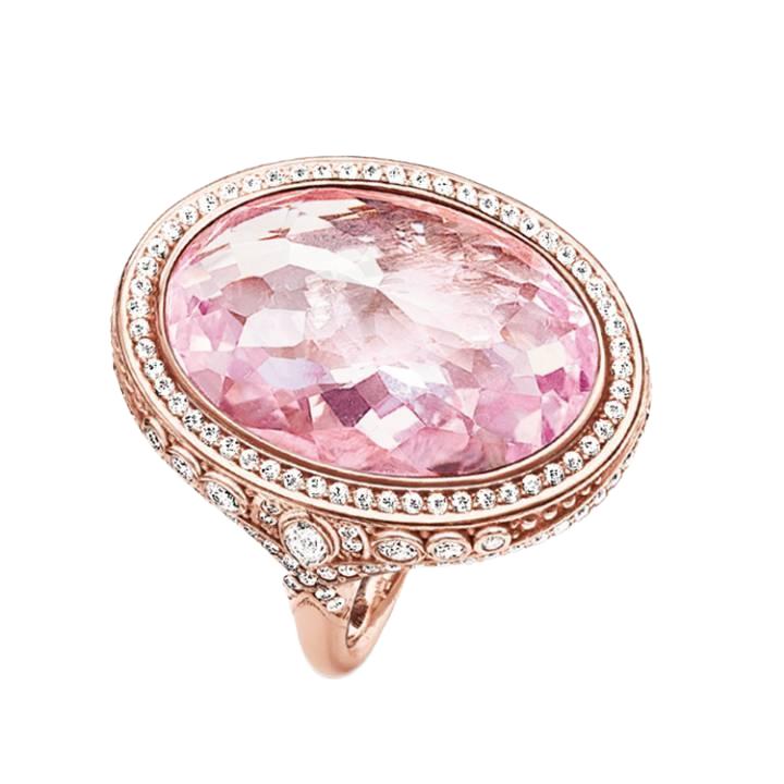 Thomas Sabo Rose Gold Plated Large Oval Pink CZ Ring