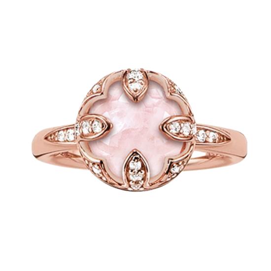 Thomas Sabo Rose Gold Plated Round Pink Cubic Zirconia Rin