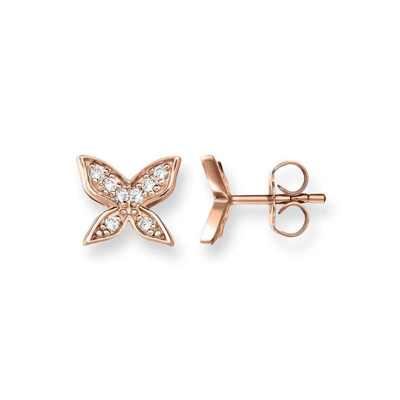 Thomas Sabo Rose Gold Plated Silver Butterfly Earrings