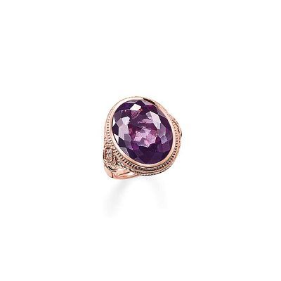 Thomas Sabo Rose gold plated Sterling Silver Ring with purple stone