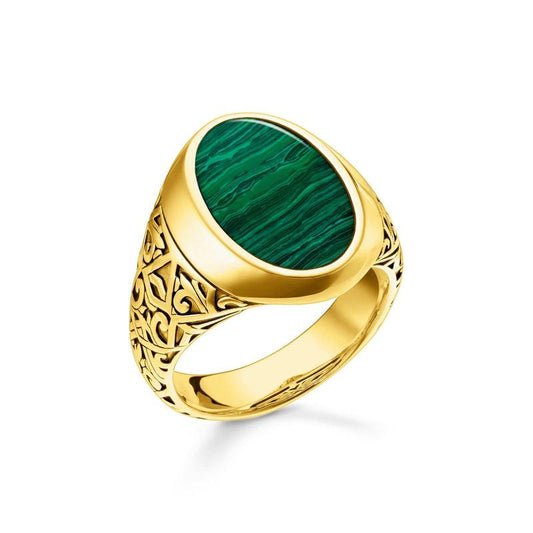 Thomas Sabo Signet Ring Green-Gold