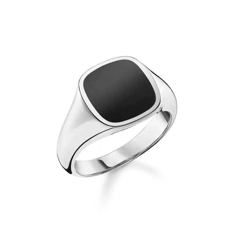 Thomas Sabo Signet Ring Sterling Silver with Onyx Black