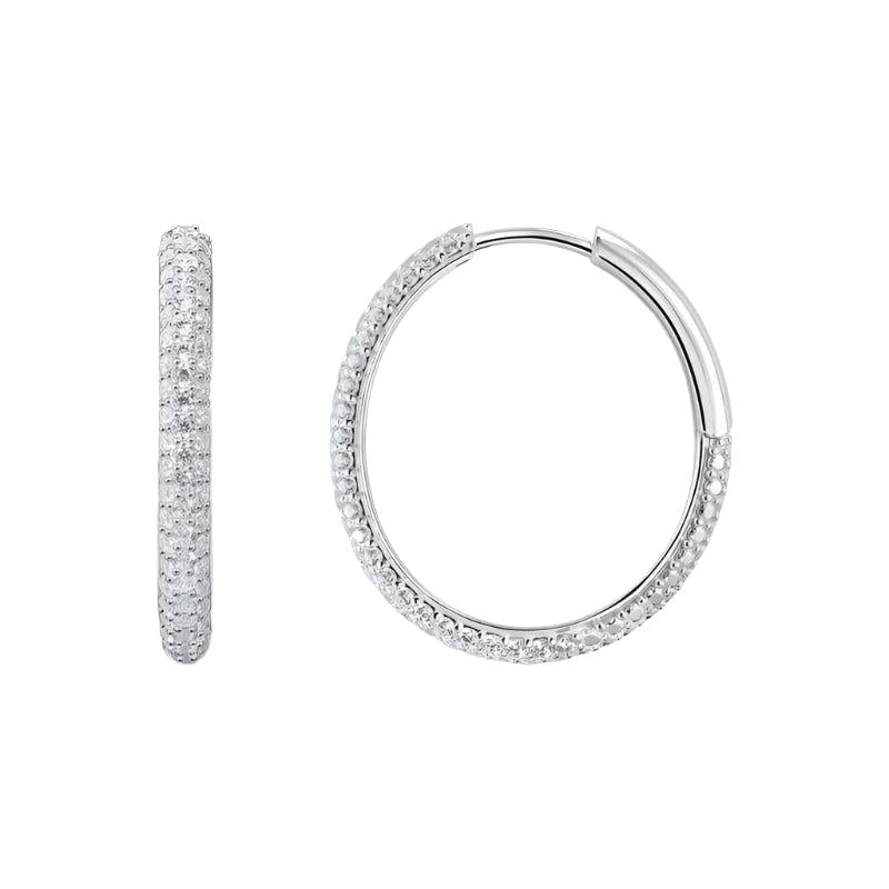 Thomas Sabo Silver Big Thin Hoop Earrings with White Zirconia