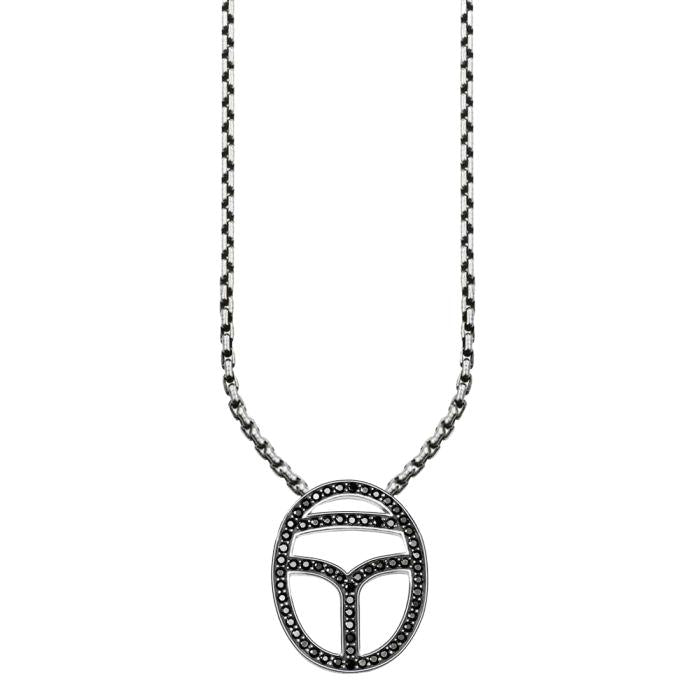 Thomas Sabo Silver Black Cubic Zirconia Scarab Symbol Necklace