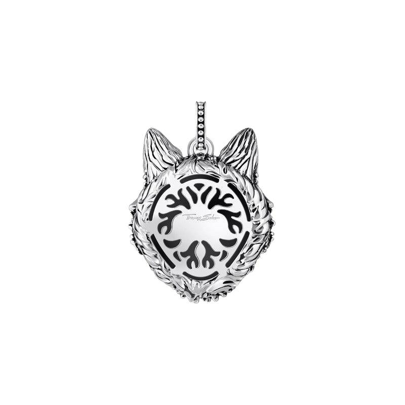 Thomas Sabo Silver Blackened Pendant Wolf's Face with Stones