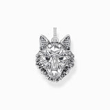 Thomas Sabo Silver Blackened Pendant Wolf's Face with Stones